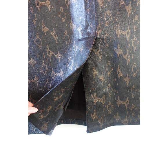 Vintage Genuine Leather Skirt 14 Leopard Print High Waisted Pencil 80s Mob Wife - Picture 3 of 7